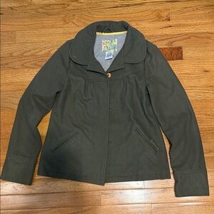 Billabong Olive Green Women's Peacoat with Rounded Collar